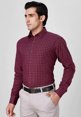 Red Checks Slim Formal Shirt_S40931
