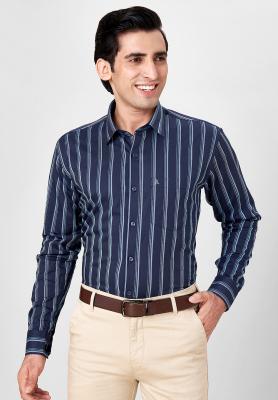 Blue Striped Slim Formal Shirt_S42655