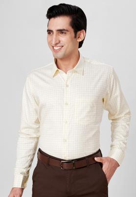 Checks Yellow Slim Formal Shirt_S39092