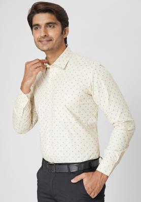 White Printed Semi Formal Shirt_40855
