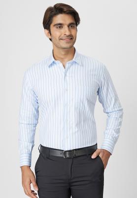 Blue V-Stripes Giza Formal Shirt_40699