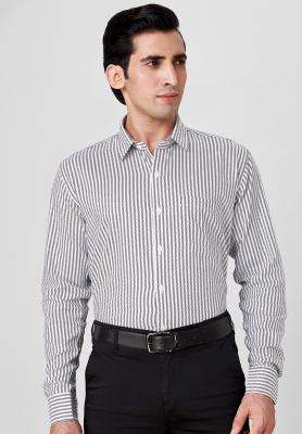 Striped Grey Slim Formal Shirt_S39182